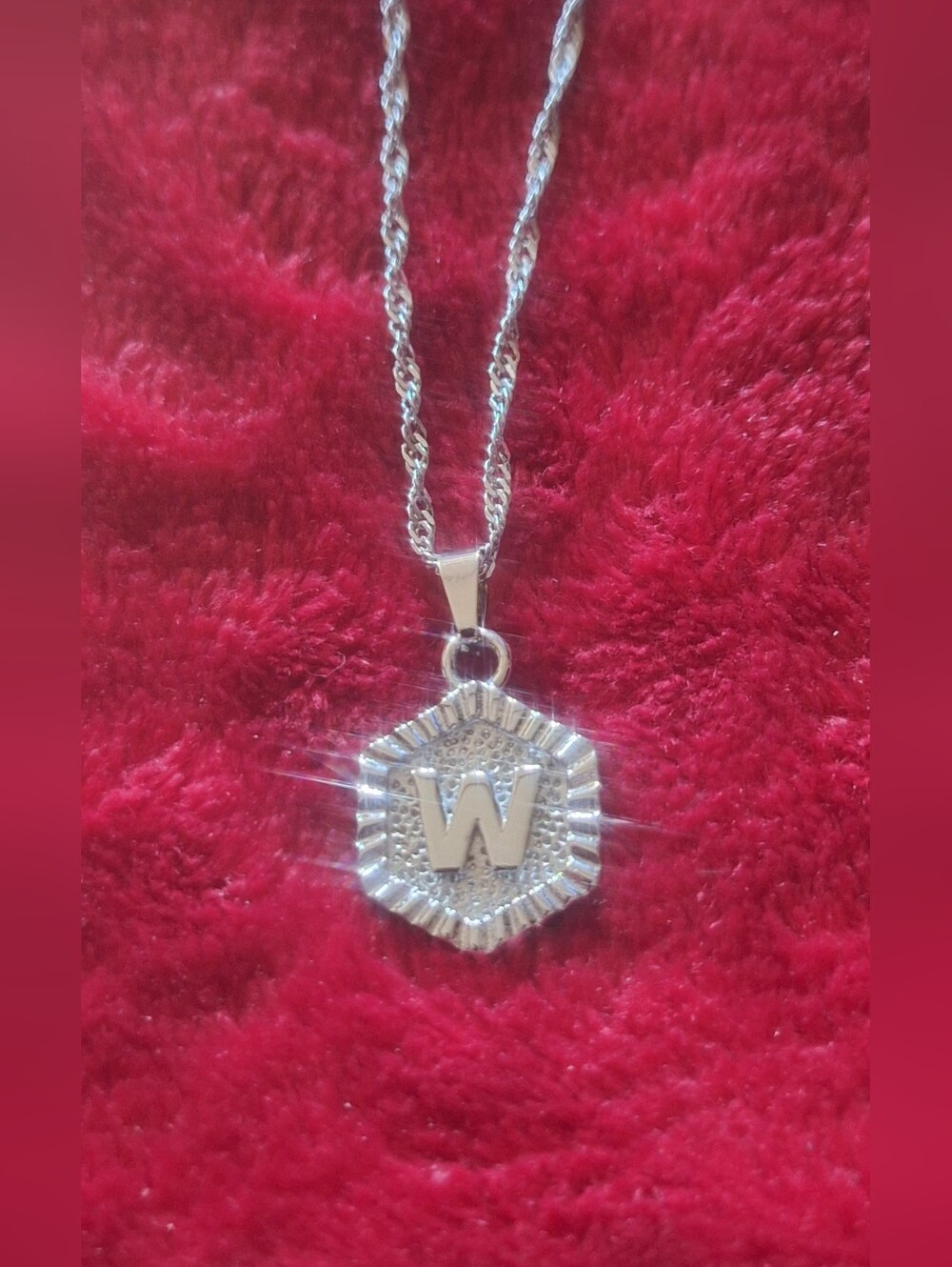 Oak & Ivy Boutique Stainless Silver Tone W Initial Adjustable Necklace NWOT